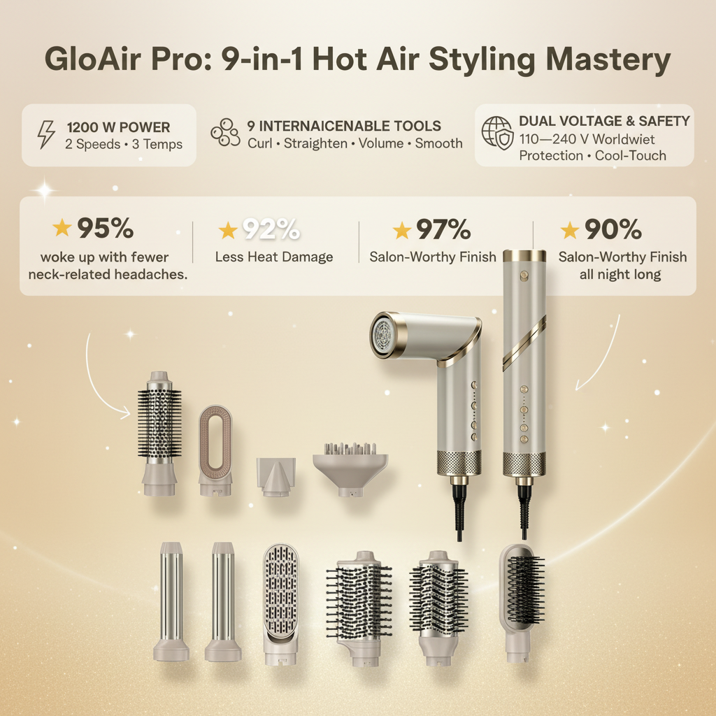 GloAir Pro – 9-in-1 Hot Air Hair Styling Tool